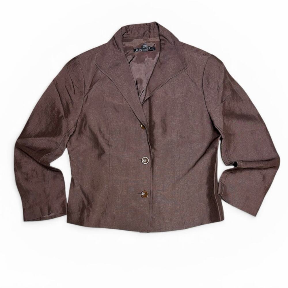 Lafayette 148 Cocoa Brown Silk Blend Crop Blazer size 8